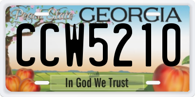 GA license plate CCW5210