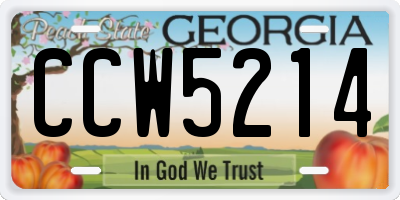 GA license plate CCW5214