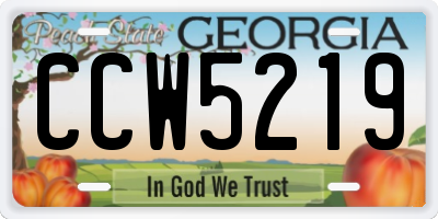 GA license plate CCW5219