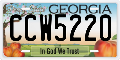 GA license plate CCW5220