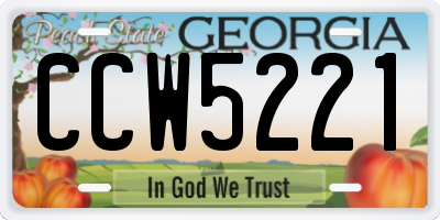 GA license plate CCW5221