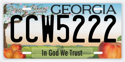 GA license plate CCW5222