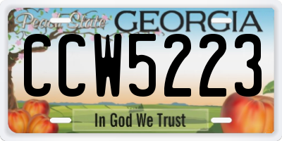 GA license plate CCW5223
