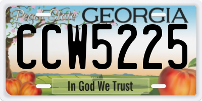 GA license plate CCW5225