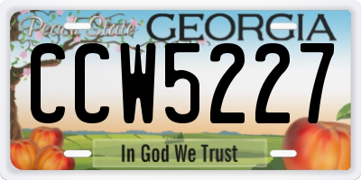 GA license plate CCW5227