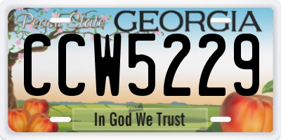 GA license plate CCW5229