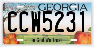 GA license plate CCW5231