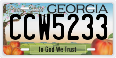 GA license plate CCW5233