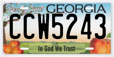 GA license plate CCW5243