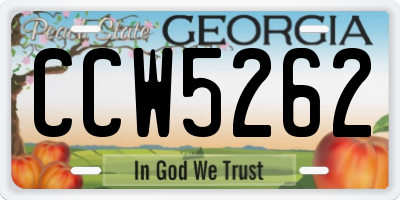 GA license plate CCW5262
