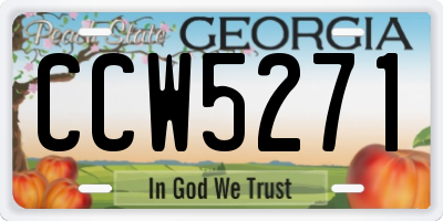 GA license plate CCW5271
