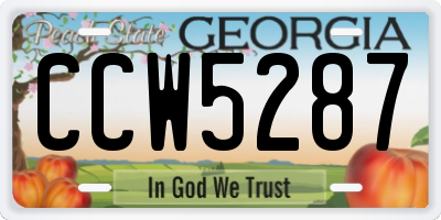 GA license plate CCW5287