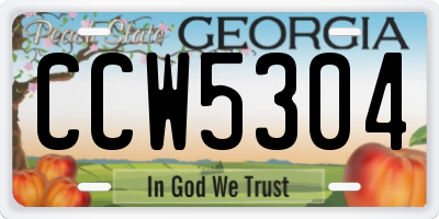 GA license plate CCW5304