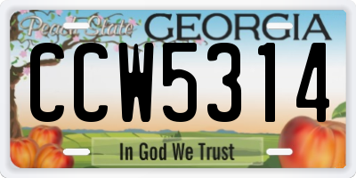 GA license plate CCW5314