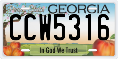GA license plate CCW5316