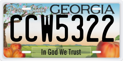 GA license plate CCW5322