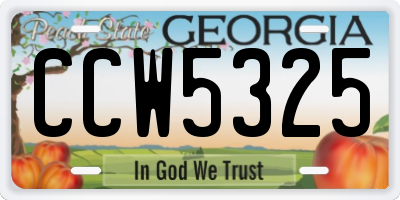 GA license plate CCW5325