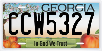 GA license plate CCW5327