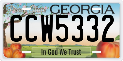 GA license plate CCW5332