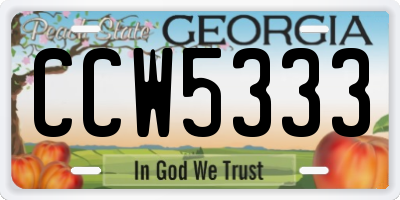 GA license plate CCW5333