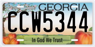 GA license plate CCW5344