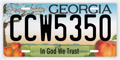 GA license plate CCW5350