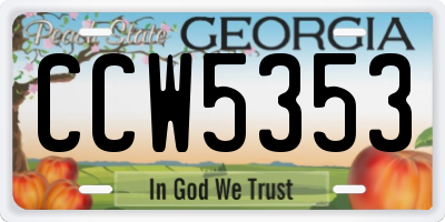GA license plate CCW5353