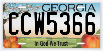 GA license plate CCW5366