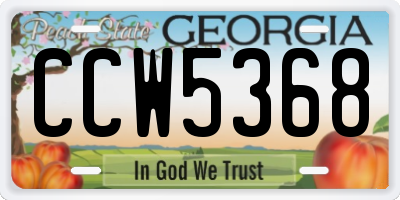 GA license plate CCW5368