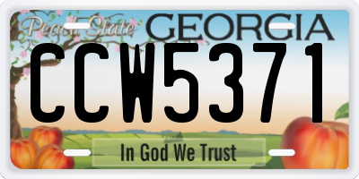 GA license plate CCW5371