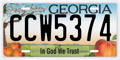GA license plate CCW5374