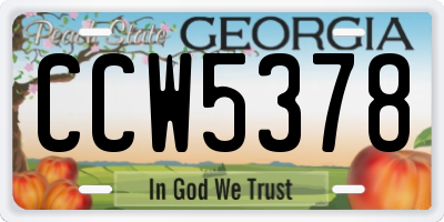 GA license plate CCW5378