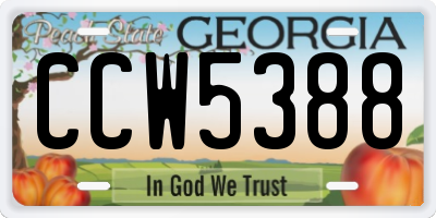 GA license plate CCW5388