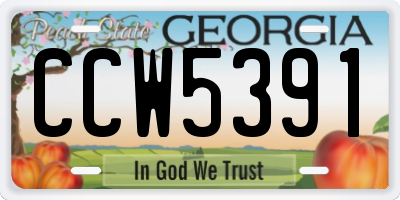 GA license plate CCW5391