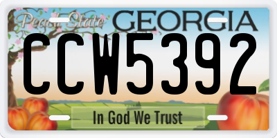 GA license plate CCW5392