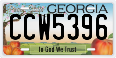 GA license plate CCW5396