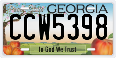 GA license plate CCW5398