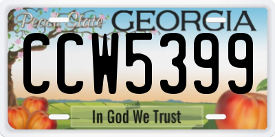 GA license plate CCW5399