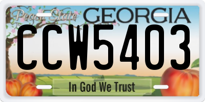 GA license plate CCW5403
