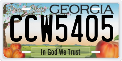 GA license plate CCW5405