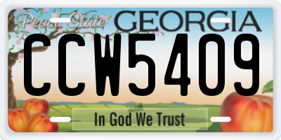 GA license plate CCW5409