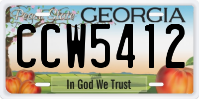 GA license plate CCW5412