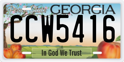 GA license plate CCW5416