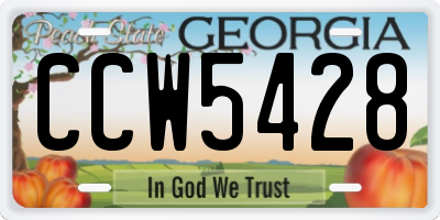 GA license plate CCW5428