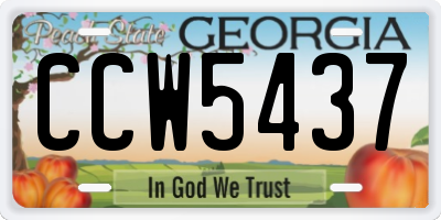GA license plate CCW5437