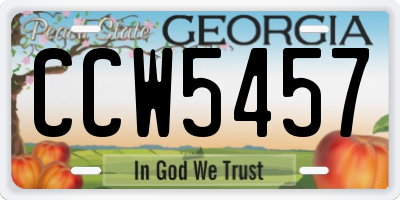 GA license plate CCW5457