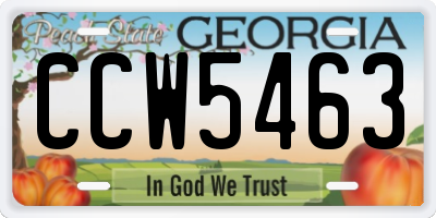 GA license plate CCW5463