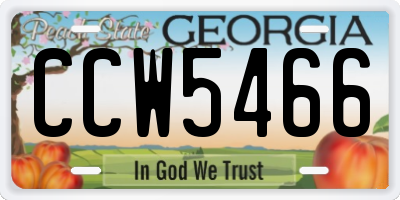 GA license plate CCW5466