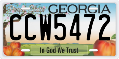 GA license plate CCW5472