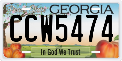 GA license plate CCW5474